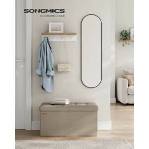 Oppbevaringsbenk i kamelbrunt skinn – 76 cm, 38 × 76 × 38 cm