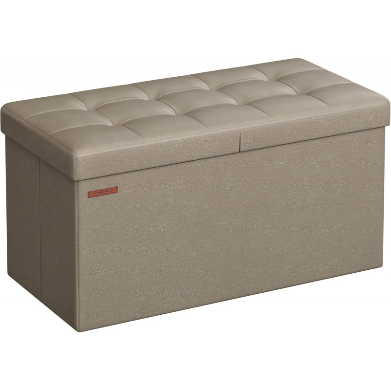 Oppbevaringsbenk i kamelbrunt skinn – 76 cm, 38 × 76 × 38 cm