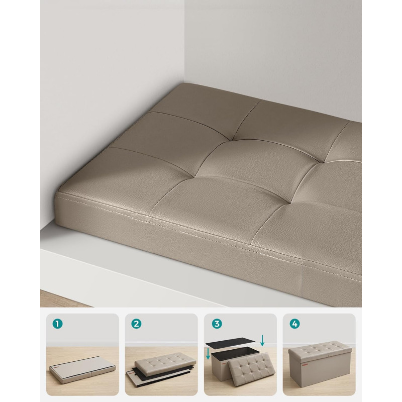 Oppbevaringsbenk i kamelbrunt skinn – 76 cm, 38 × 76 × 38 cm