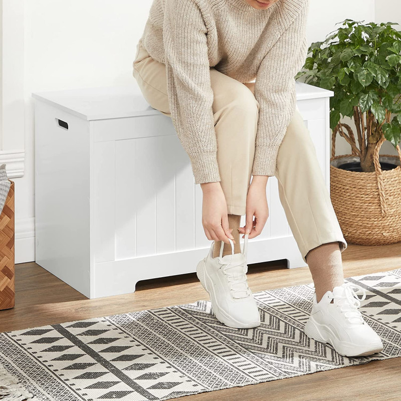 Oppbevaringsbenk i MDF med 180 kg bæreevne – 76 cm, hvit