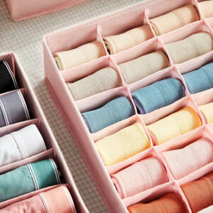 Oppbevaringsbokser for undertøy – sett med 8, rosa