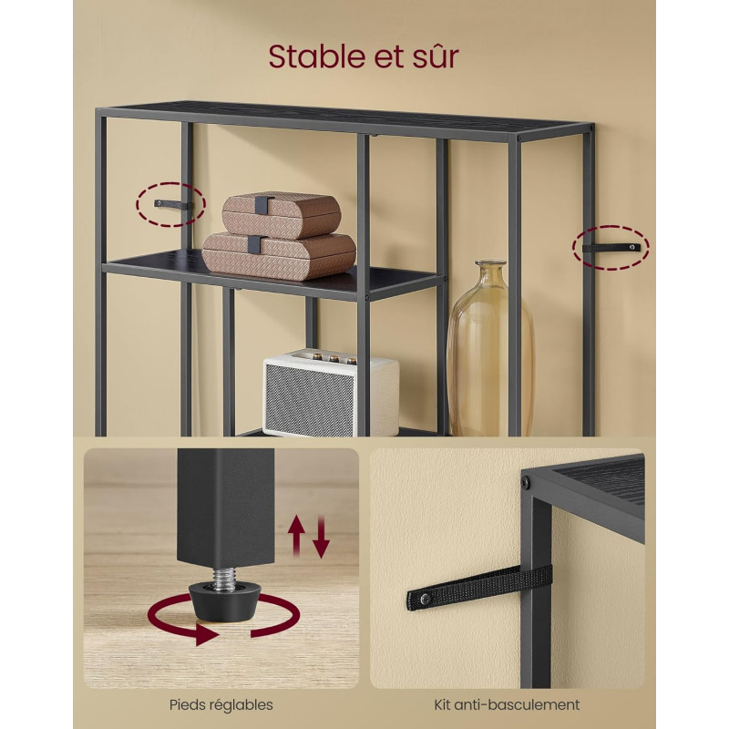 Oppbevaringshylle med 4 hylleplan – svart, 30 × 100 × 103 cm