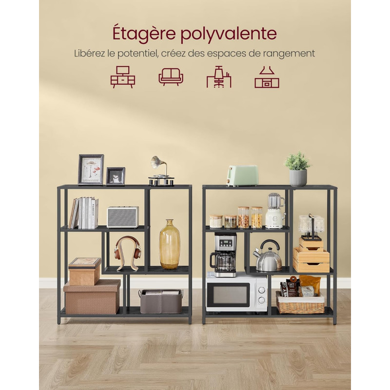 Oppbevaringshylle med 4 hylleplan – svart, 30 × 100 × 103 cm