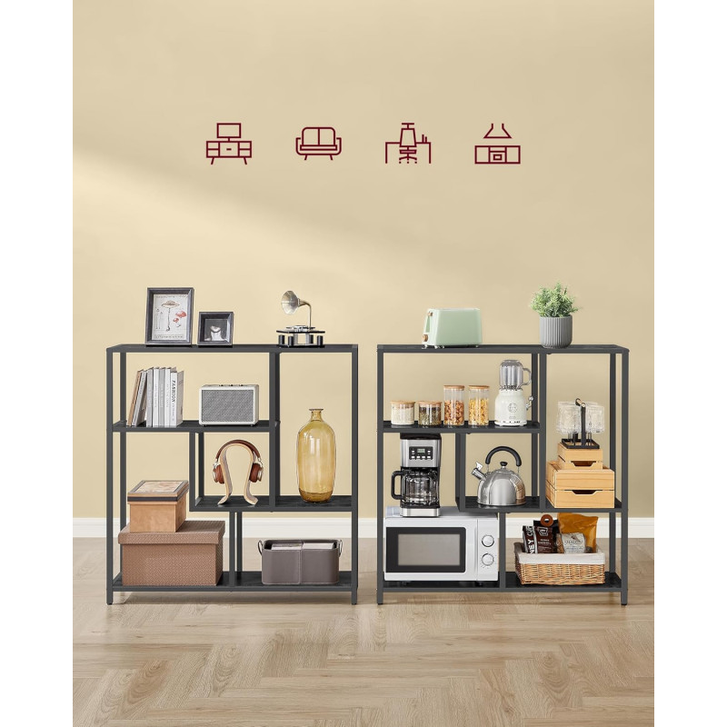 Oppbevaringshylle med 4 hylleplan – svart, 30 × 100 × 103 cm