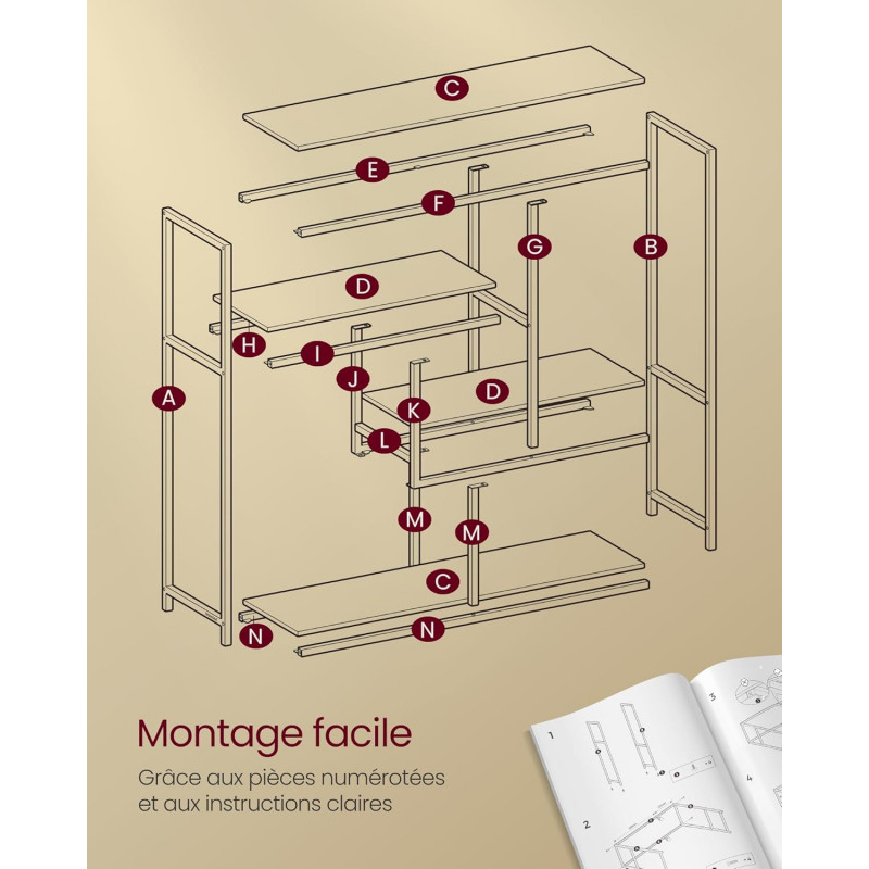 Oppbevaringshylle med 4 hylleplan – svart, 30 × 100 × 103 cm