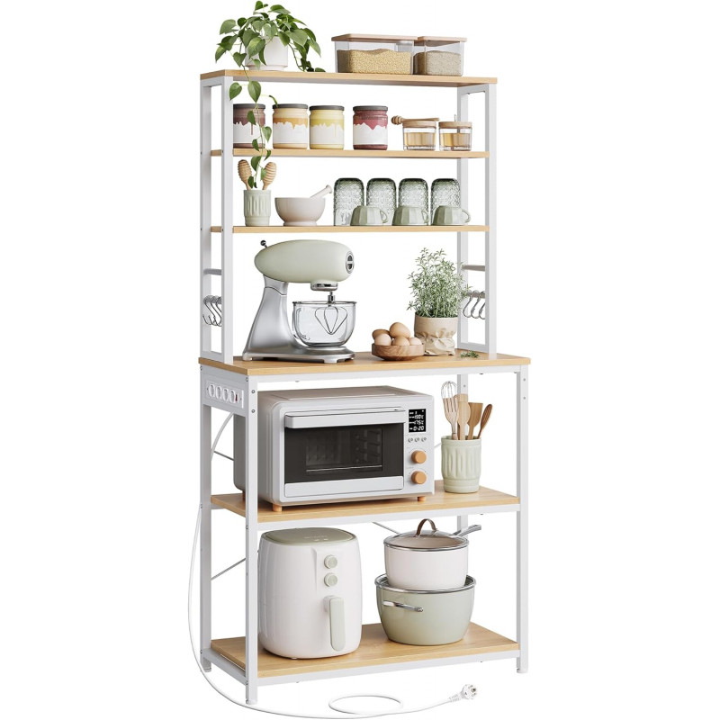 Oppbevaringshylle til kjøkken med stikkontakter – 6 nivåer, 40 × 80 × 167 cm