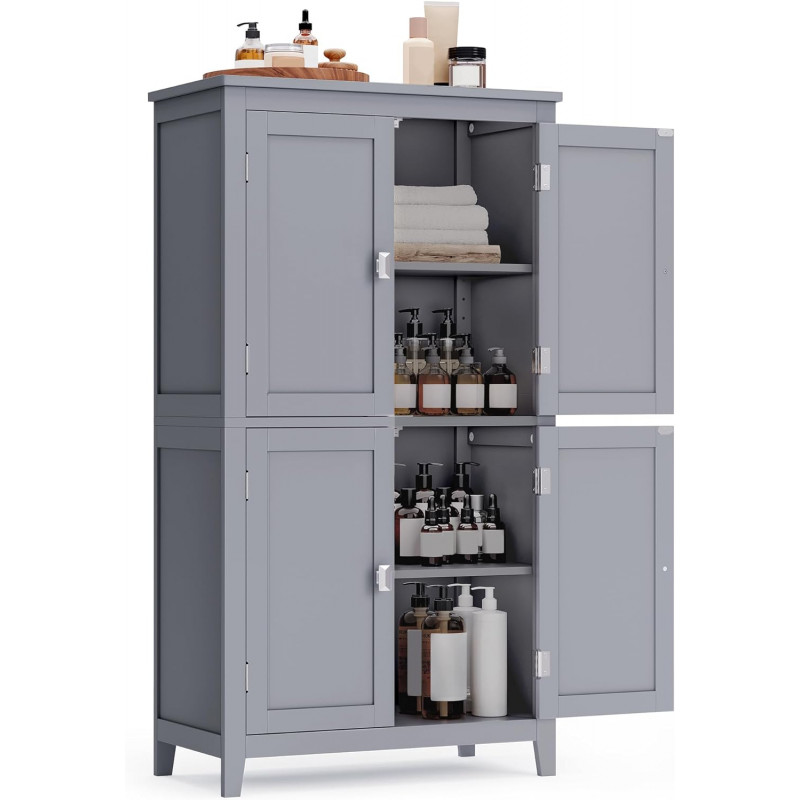 Oppbevaringsskap 60 × 30 × 110 cm med 2 store skap – lysegrå