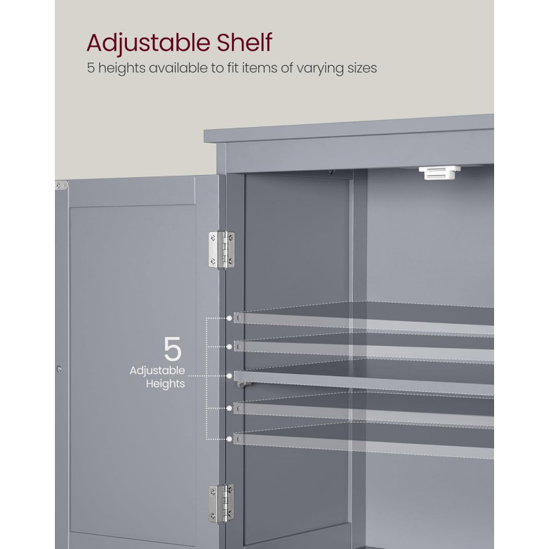 Oppbevaringsskap 60 × 30 × 110 cm med skap + 2 store skuffer – grå