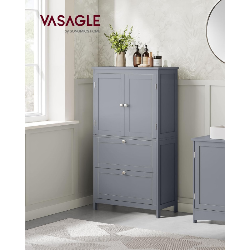 Oppbevaringsskap 60 × 30 × 110 cm med skap + 2 store skuffer – grå