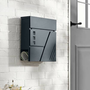 Postkasse i rustfritt stål med lås og visningsvindu, 37 × 10,5 × 37 cm