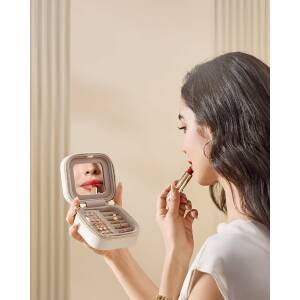 Reisesmykkeskrin – kompakt smykkeoppbevaring med speil 10,5 x 10,5 x 6 cm