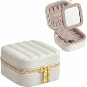 Reisesmykkeskrin – kompakt smykkeoppbevaring med speil 10,5 x 10,5 x 6 cm