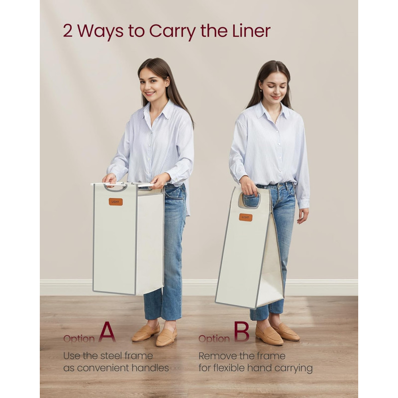 Rullende skittentøysvogn med hyller – 2 kurver, 100 liter, grå