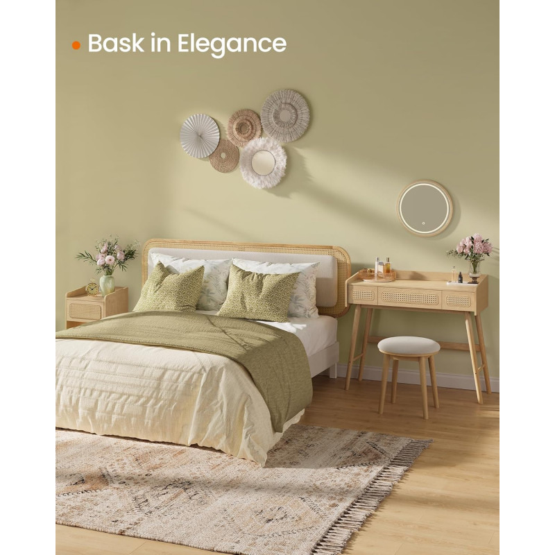 Rund sminkepuff i boho-stil – kremhvit og eikebeige