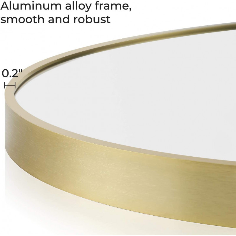 Rund veggspeil 61 cm – gullfarget metall