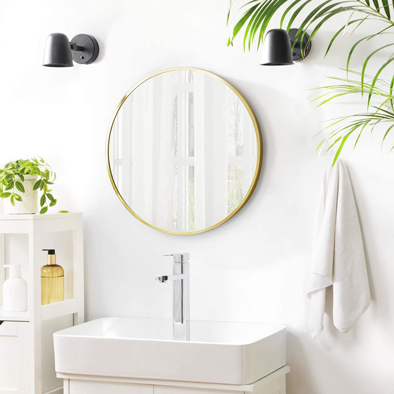 Rund veggspeil 61 cm – gullfarget metall