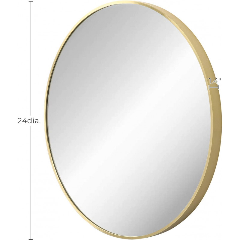 Rund veggspeil 61 cm – gullfarget metall