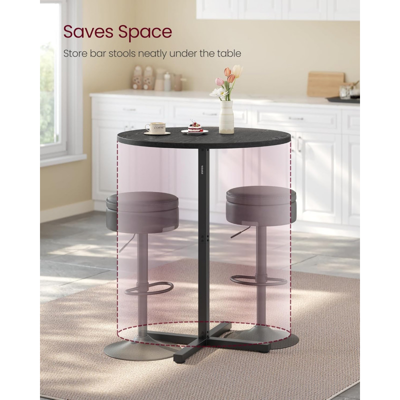 Rundt barbord – metallramme i svart, 60 × 60 × 105 cm