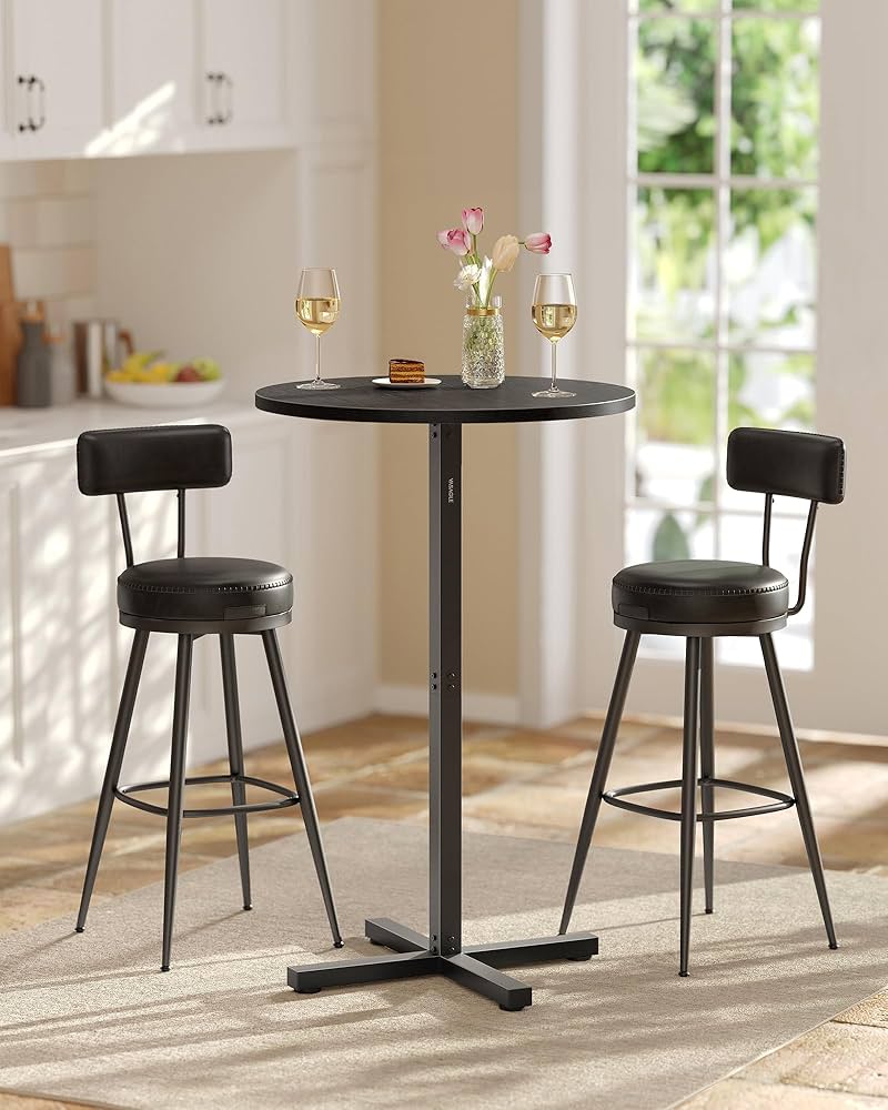 Rundt barbord – metallramme i svart, 60 × 60 × 105 cm