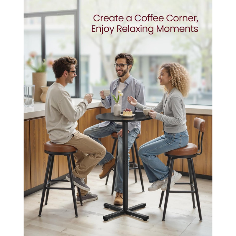 Rundt barbord – metallramme i svart, 60 × 60 × 105 cm