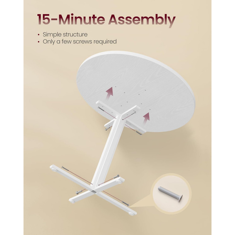 Rundt spisebord Ø 80 cm – hvit bordplate med stålben i moderne landlig stil