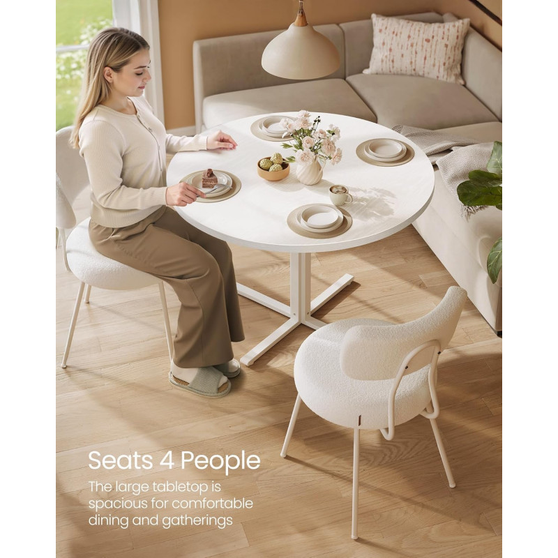 Rundt spisebord Ø 80 cm – hvit bordplate med stålben i moderne landlig stil