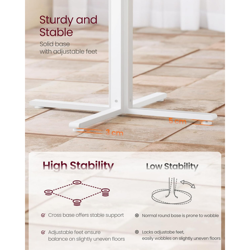 Rundt spisebord Ø 80 cm – hvit bordplate med stålben i moderne landlig stil