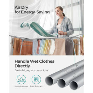 Sammenleggbar tørkestativ – grå, 173 × 56,5 × 96,5 cm