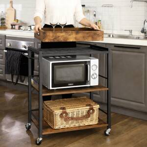 Serveringsvogn på hjul med uttakbart brett – 65 × 40 × 86 cm