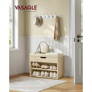 Sittebenk til gangen med oppbevaring – skobenk med pute, beige