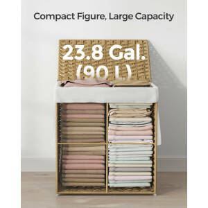 Skittentøyskurv 90 liter med lokk – maskinvaskbar innerpose og solid ramme