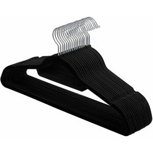 Sklisikre fløyelskleshengere 20-pakning – elegant og slank design (svart)