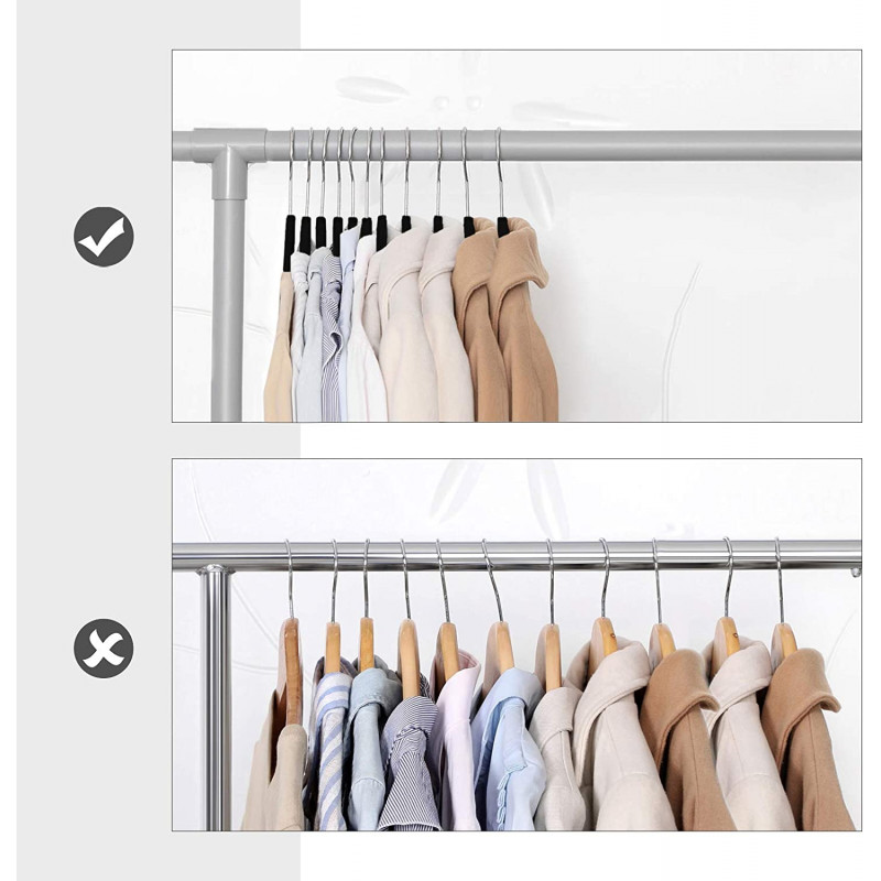 Sklisikre fløyelskleshengere 20-pakning – elegant og slank design (svart)