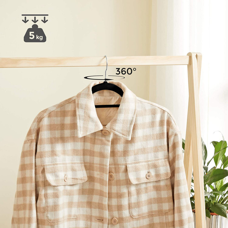 Sklisikre fløyelskleshengere 20-pakning – elegant og slank design (svart)