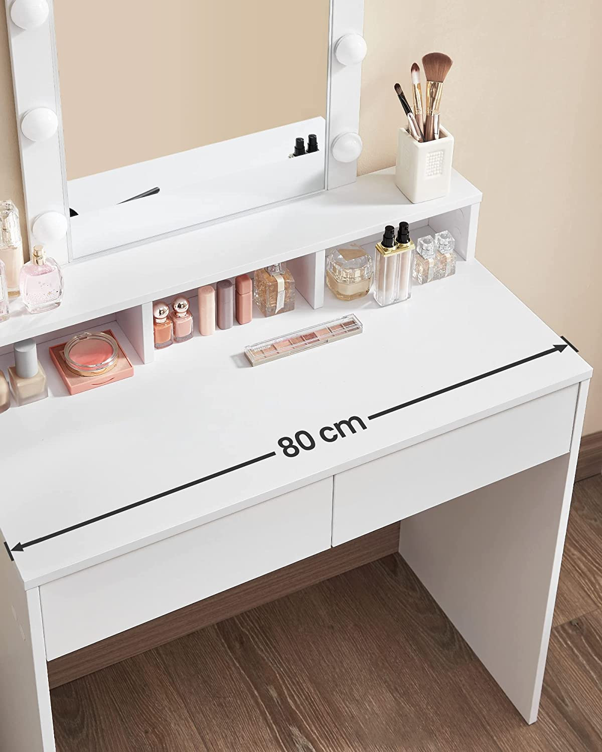 Sminkbord Med Spegel Och Belysning - Vit (NO)