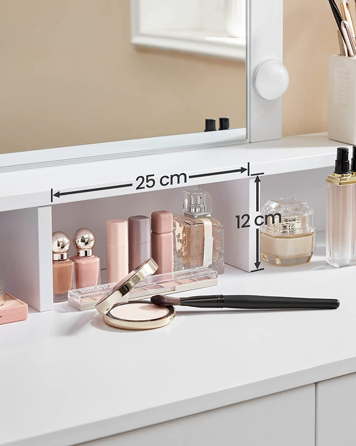 Sminkbord Med Spegel Och Belysning - Vit (NO)