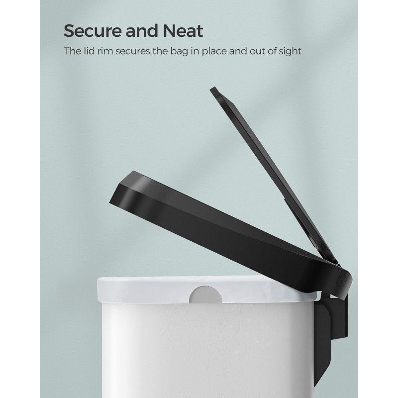 Søppelbøtte 68 liter med pedal – rustfritt stål, hvit