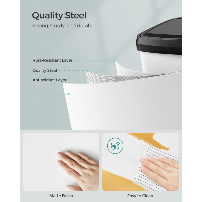 Søppelbøtte 68 liter med pedal – rustfritt stål, hvit