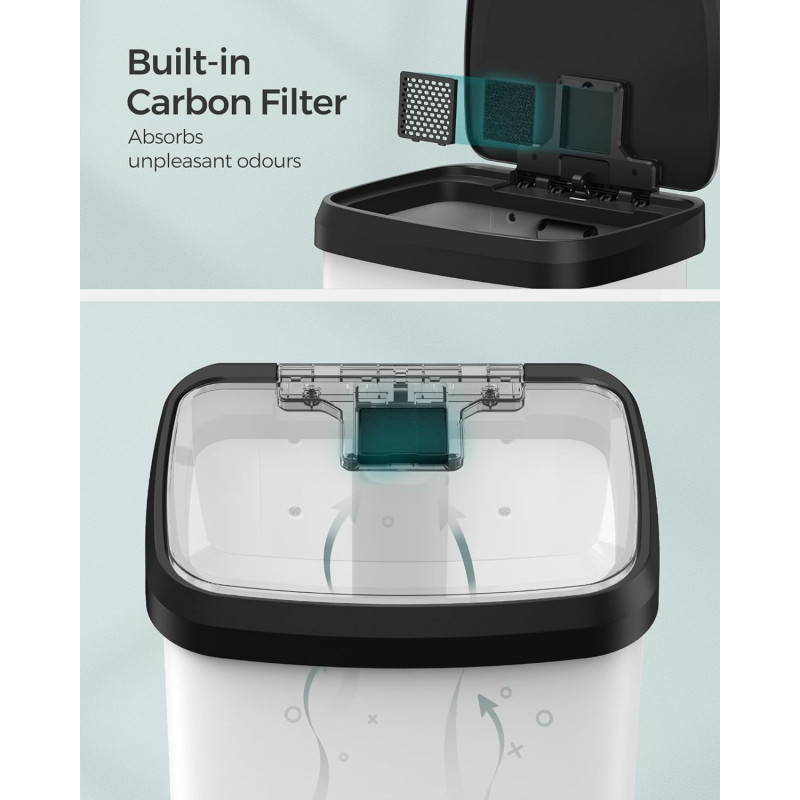 Søppelbøtte 68 liter med pedal – rustfritt stål, hvit