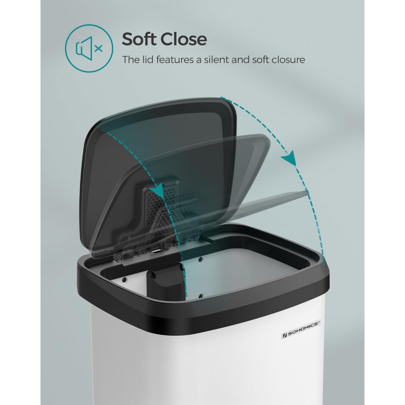 Søppelbøtte 68 liter med pedal – rustfritt stål, hvit