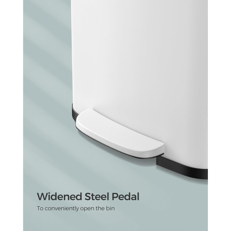 Søppelbøtte 68 liter med pedal – rustfritt stål, hvit