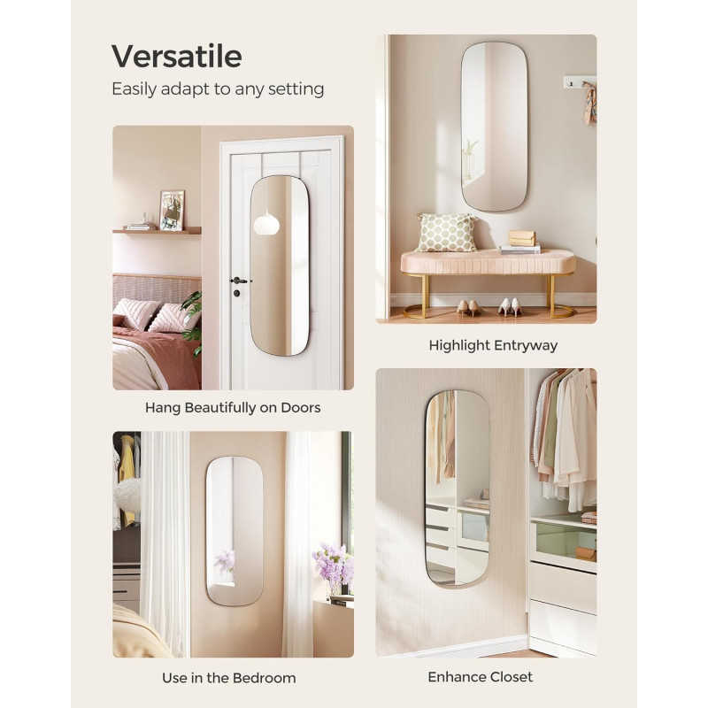 Speil 120 × 47 cm – montering på dør eller vegg