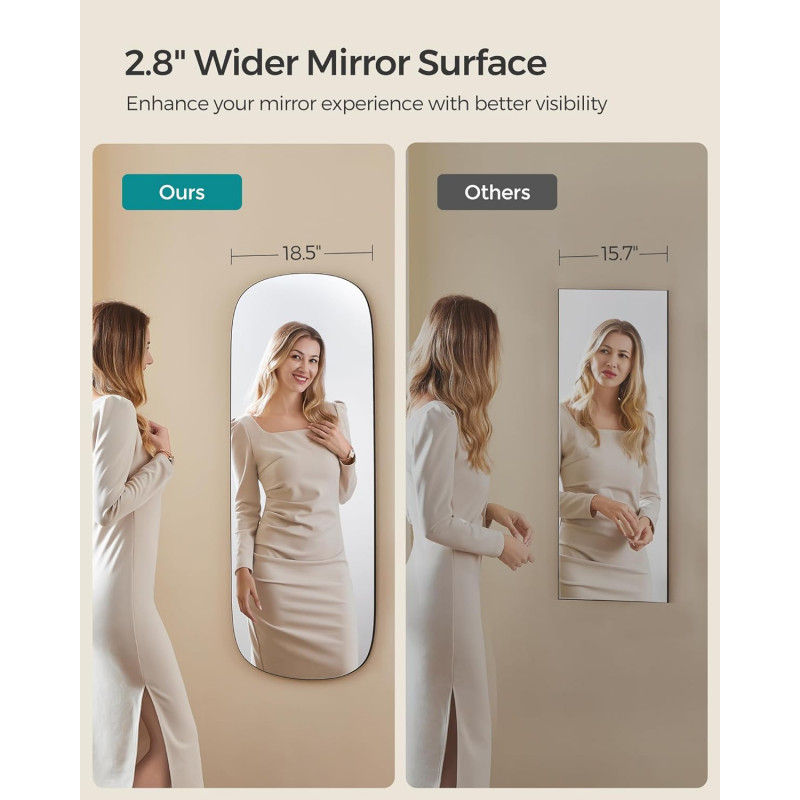 Speil 120 × 47 cm – montering på dør eller vegg