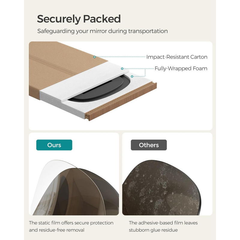 Speil 120 × 47 cm – montering på dør eller vegg