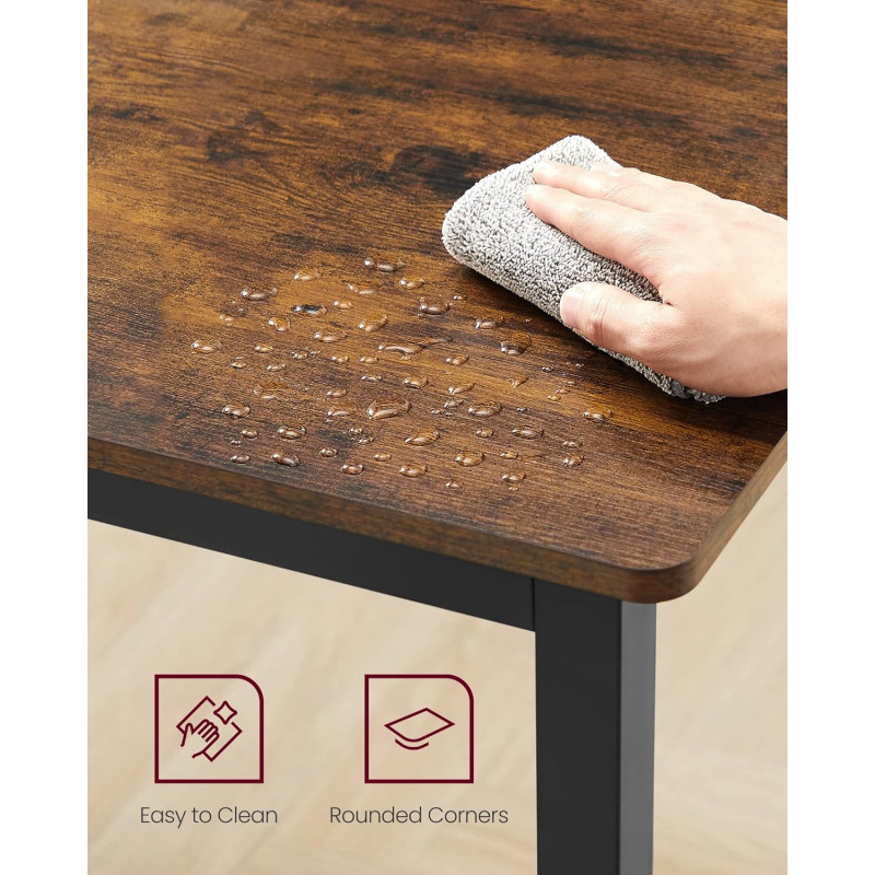 Spisebord i industriell stil – vintage brun/svart, 110 × 70 × 75 cm