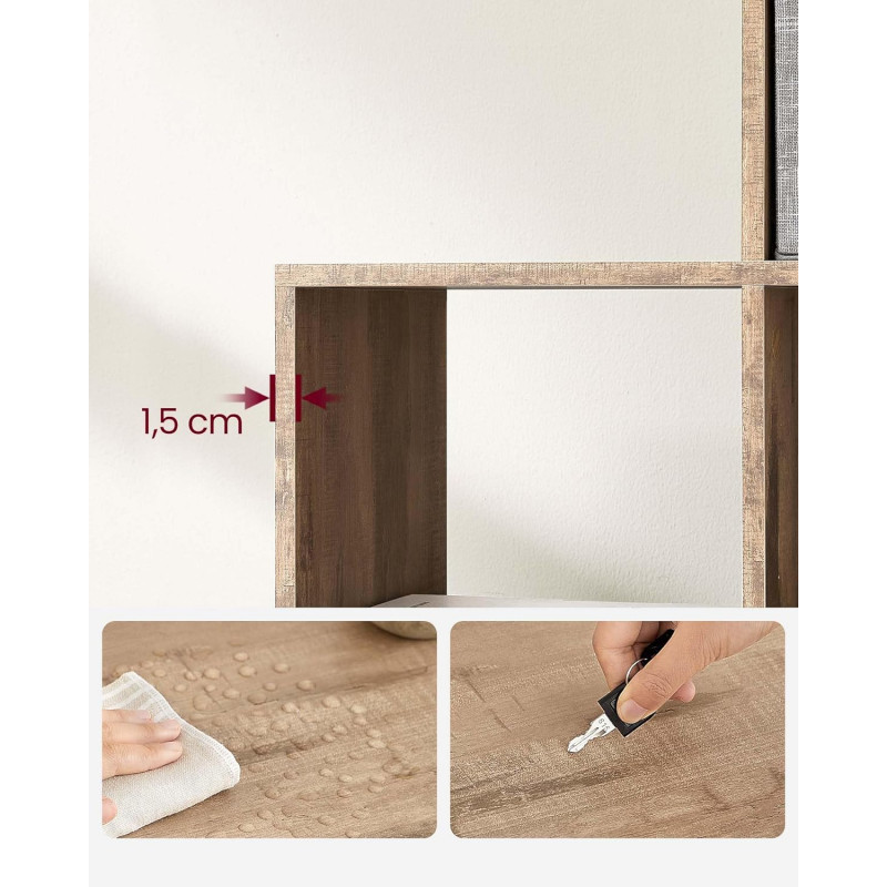 Stigehylle med 10 oppbevaringsrom som romdeler – karamellbrun, 129,5 × 29 × 129,5 cm