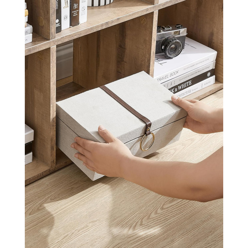 Stigehylle med 10 oppbevaringsrom som romdeler – karamellbrun, 129,5 × 29 × 129,5 cm