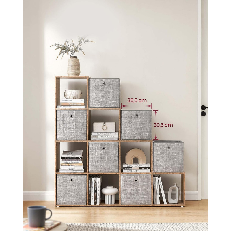 Stigehylle med 10 oppbevaringsrom som romdeler – karamellbrun, 129,5 × 29 × 129,5 cm