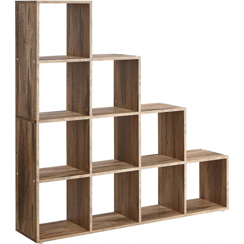 Stigehylle med 10 oppbevaringsrom som romdeler – karamellbrun, 129,5 × 29 × 129,5 cm