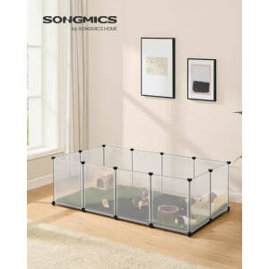 Transparent lekegrind for smådyr – vanntett bunn, 125 × 63 × 42 cm